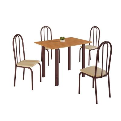 Conjunto Sala De Jantar Mila 4 Cad Ilhabela Marrom C- Creme