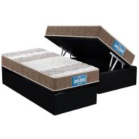 Cama Box Baú Solteiro: Colchão Ortopédico Probel D33 / EP Guarda Costas PróIntense Plus Double Face + Base CRC Courano Black(88x188) - 1