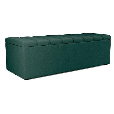 Recamier Calcadeira Baú Dalia 140CM em Linho com Estrutura em Madeira Verde Musgo