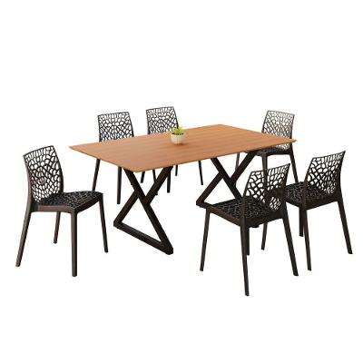 Sala De Jantar Mesa 160x90 6 Cadeiras Gruvyer Estilo Moderno