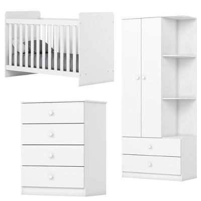 Quarto Infantil 3 Pecas Berco Grade Fixa Labirinto Branco Henn