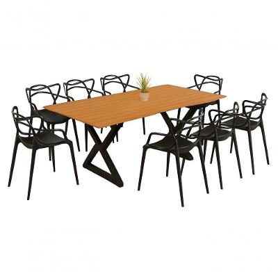 Sala De Jantar Mesa 193x91 8 Cadeiras Allegra Estilo Moderno