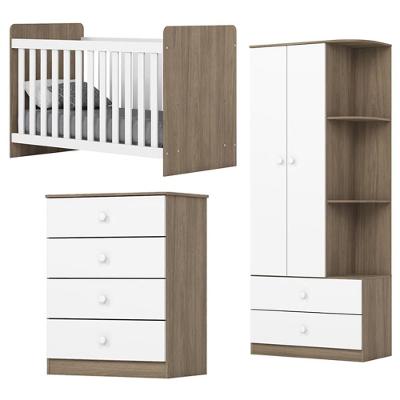 Quarto Infantil 3 Pecas Berco Grade Fixa Labirinto Rustico Branco Henn