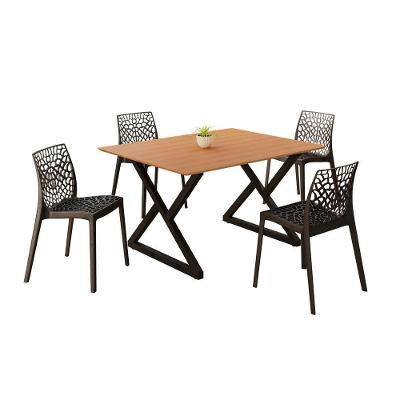 Sala De Jantar Mesa 120x90 4 Cadeiras Gruvyer Estilo Moderno