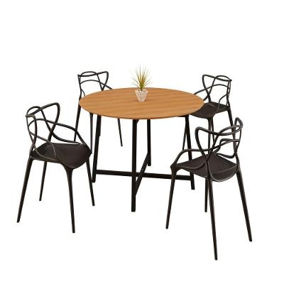 Sala De Jantar Mesa 90cm 4 Cadeiras Allegra Estilo Moderno