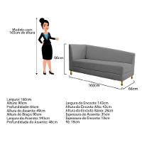 Recamier 160Cm Lado Direito Corano Cinza - 3
