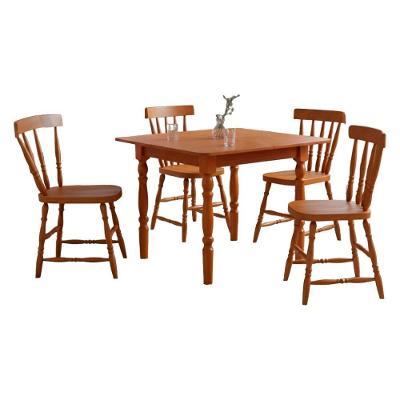 Mesa Dobrável 96x81 04 Cadeiras Madeira Macica Pes Torneados Marjori - Mel Brilho