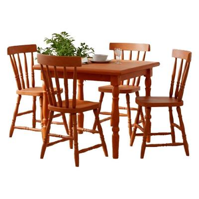 Mesa Quadrada 80x80 04 Cadeiras Madeira Macica Pes Torneados Marjori - Mel Brilho