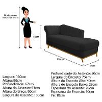 Recamier 160Cm Lado Direito Corano Preto - 3