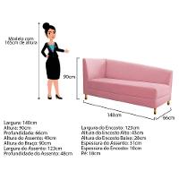 Recamier 140Cm Lado Esquerdo Suede Rosa Bebê - 2