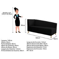 Recamier 140Cm Lado Esquerdo Suede Preto - 2