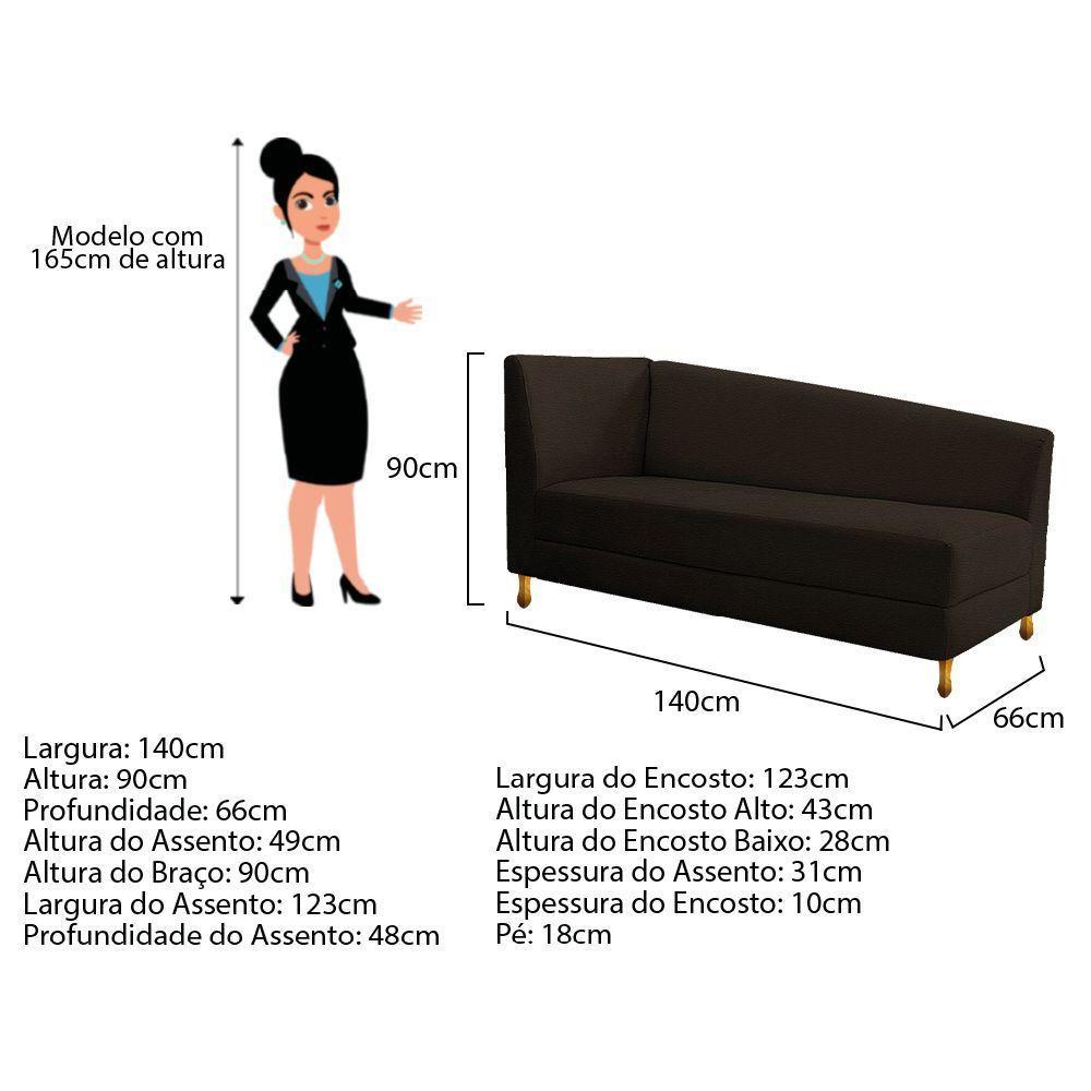 Recamier 140Cm Lado Esquerdo Corano Marrom - 2