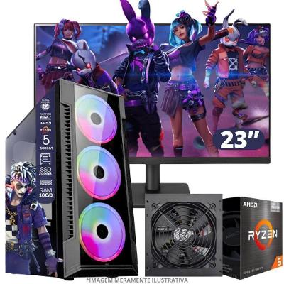Pc Gamer Amd Ryzen 5 5600gt, 16gb Ram, Placa De Video Radeon Vega 7, Ssd 240gb, Fonte 550w + Monitor 23” Led 75hz