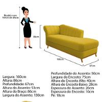 Recamier 160Cm Lado Esquerdo Suede Azul Marinho - 3