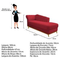Recamier 160Cm Lado Direito Suede Vermelho - 2