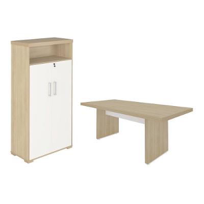 Conjunto Escrivaninha E Armário Eastbourne Carvalho Branco