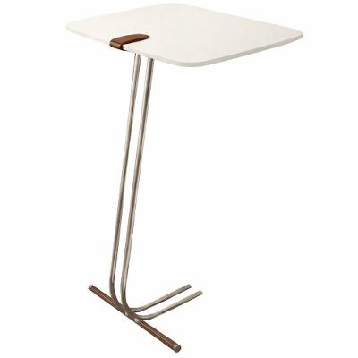 Mesa De Apoio Soft Off White Em Metal Champanhe