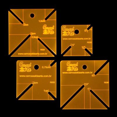 Kit 4 Réguas Para Patchwork Canto Mitrado em Cm e Polegadas