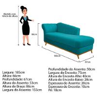 Recamier 185Cm Lado Esquerdo Suede Azul Turquesa - 2