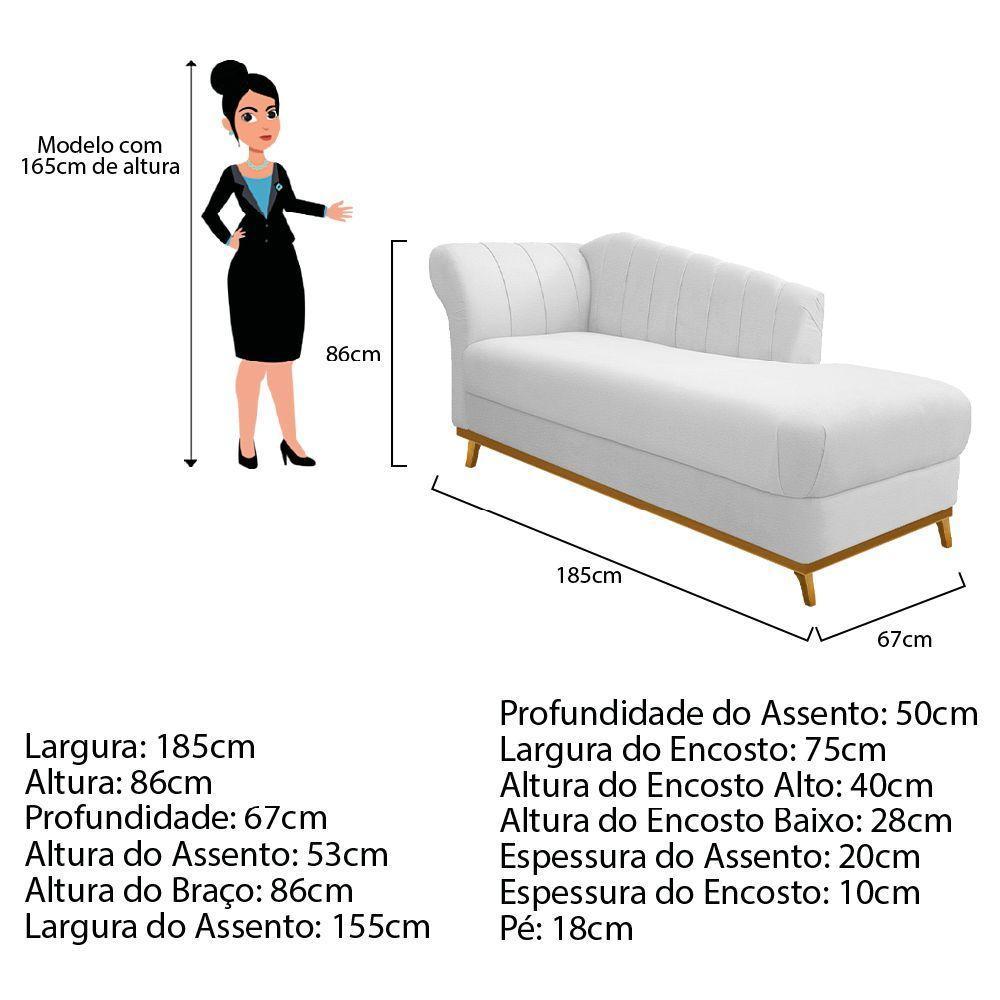 Recamier 185Cm Lado Esquerdo Corano Branco - 2