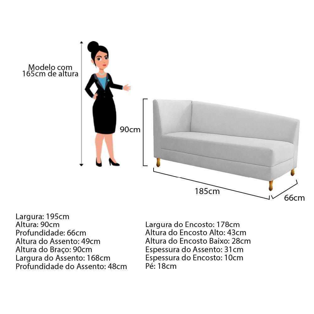 Recamier 185Cm Lado Esquerdo Corano Branco - 2