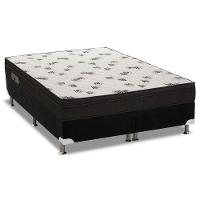 Cama Box King: Colchão Espuma Ortobom D45 Light + Base Crc Suede Black(186X198) - 1