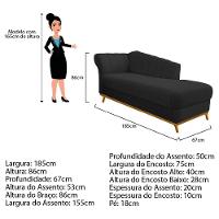 Recamier 185Cm Lado Esquerdo Corano Preto - 2