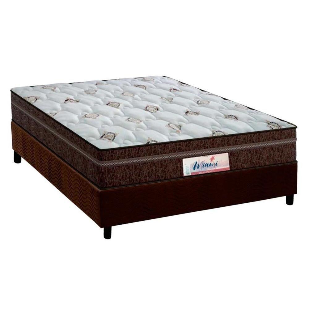 Cama Box Casal: Colchão Molas Probel MasterPocket Ensacadas ProDormir Miami + Base CRC Suede Marrom(138x188) - 1