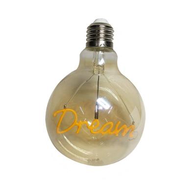Lampada Led Mensagem Dream Vintage 4w Branco Quente Casa