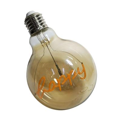 Lampada Led Mensagem Happy Vintage 4w Branco Quente Casa