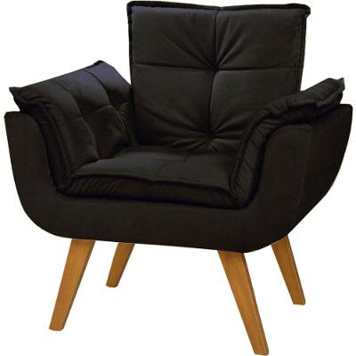 Poltrona Decorativa Opala Suede Composê Preto
