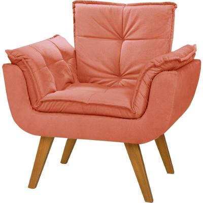 Poltrona Decorativa Opala Suede Composê Rosa