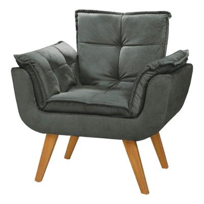 Poltrona Decorativa Opala Suede Composê Preto