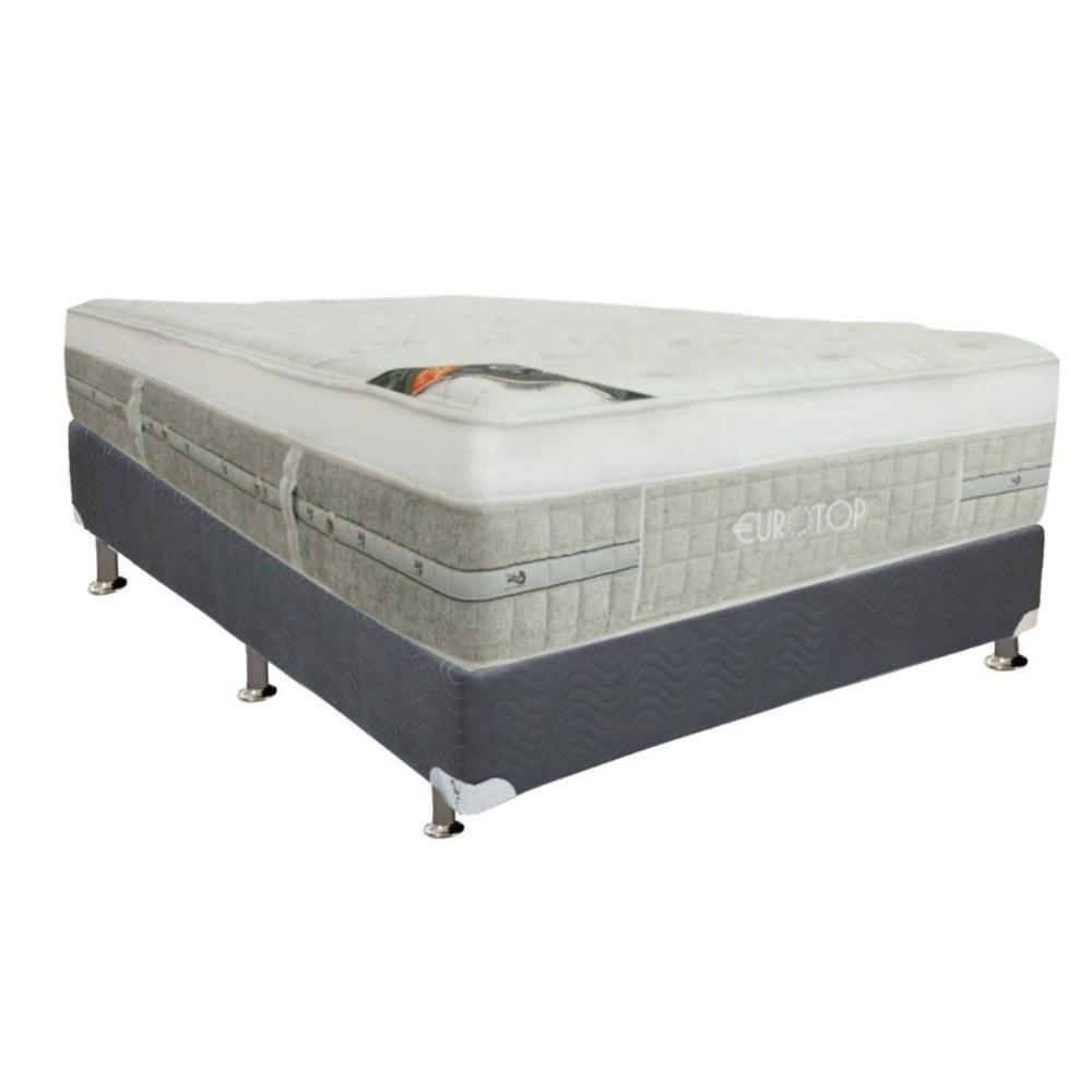 Cama Box Casal: Colchão Molas Ensacadas Castor Pocket Summer Winter + Base CRC Suede Gray(138x188) - 1