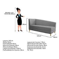 Recamier 185Cm Lado Direito Suede Cinza - 3