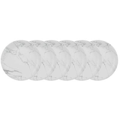 Conjunto De Pratos Rasos 06 Peças Mármore Cinza Schmidt