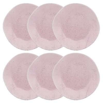 Conjunto de Pratos Rasos Prisma 6 Peças em Porcelana Branco Oxford