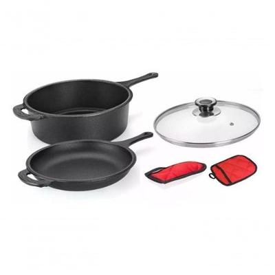 Conjunto Caçarola E Frigideira Multiuso De Ferro Fundido