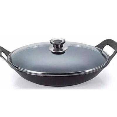 Panela Risoto de Ferro Fundido Com Tampa de Vidro 5L Preto