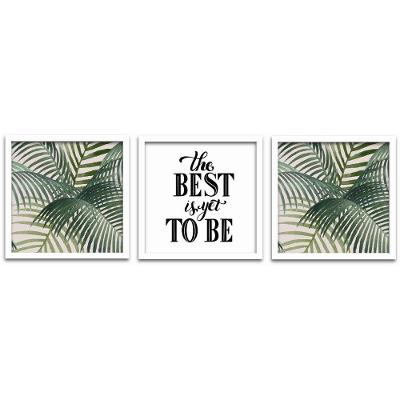 Quadros Decorativos 3 peças 40x40 The Best Moldura Branca