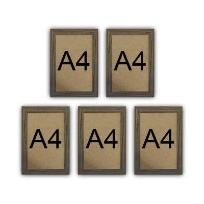 Kit 5 Molduras Quadro Certificado Diploma A4 Com Fundo Mdf Titulos Moldura Madeira