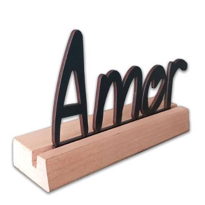 Frase Palavra De Mesa Mdf Com Base De Madeira De Pino Amor