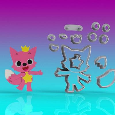 Cortador Baby Shark Corpo Raposa Ping Fong Tamanho 8Cm