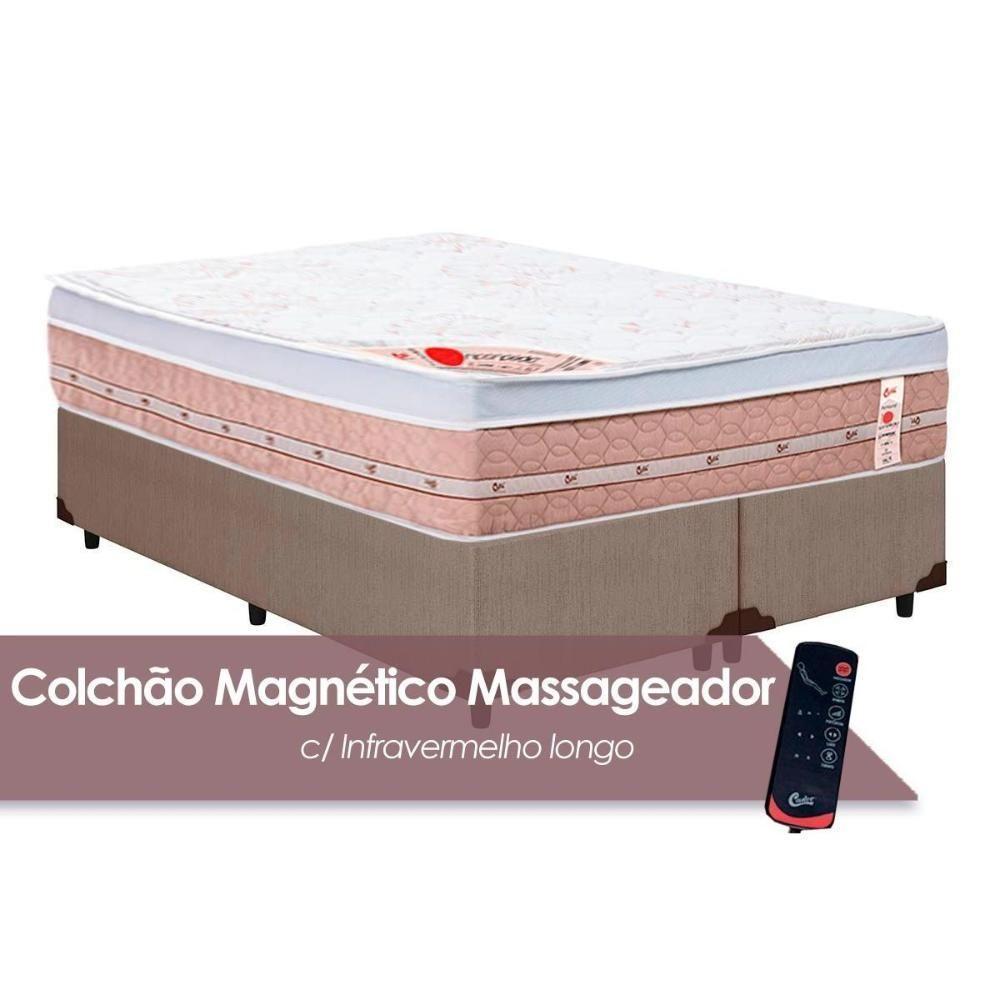 Cama Box Queen: Colchão c/Vibro Massagem Castor Tecnopedic Premium Niponpedic Magnético + Base CRC Courano Clean(158x198) - 1