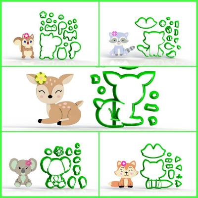 Cortador Kit Animais Do Bosque Encantado Cute Floresta Mod 3 Tamanho 6 Cm