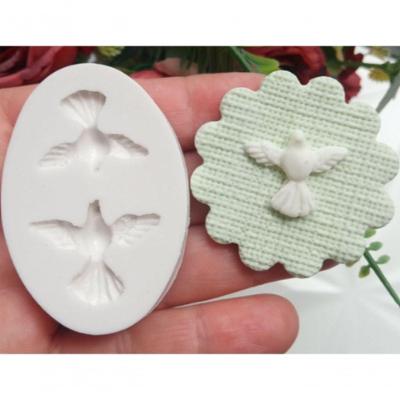 Molde Silicone Espirito Santo Pombo Batizado 2 Pombos