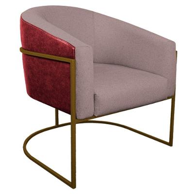 Poltrona Base De Ferro Dourado Factor Vermelho E Rosê