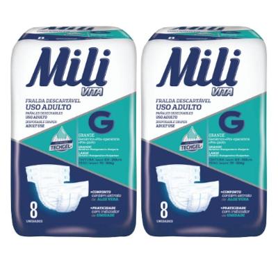 Fralda Geriatrica Mili Vita Adulto G 2 Pacotes de 8 Un