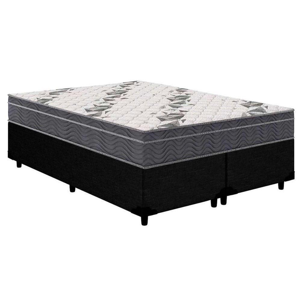 Cama Box Queen: Colchão Anatômico Ortobom D33/EP Airtech 100 + Base CRC Courano Black(158x198) - 1