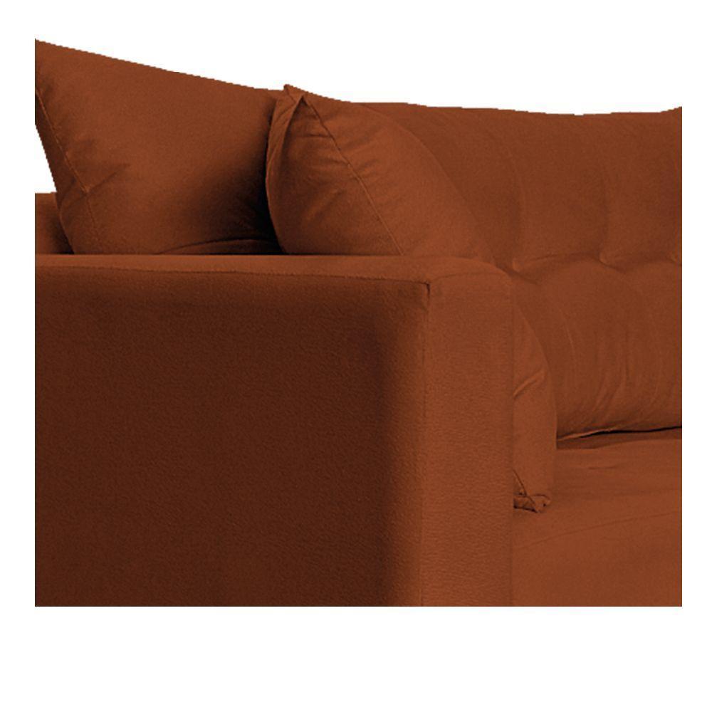 Recamier Azura 140cm Com Almofada Lado Direito Suede Cor Terracota - 3